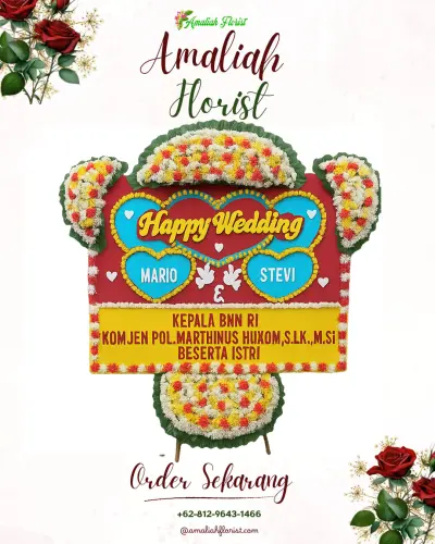 Karangan Papan Bunga Pernikahan di Margoluwih